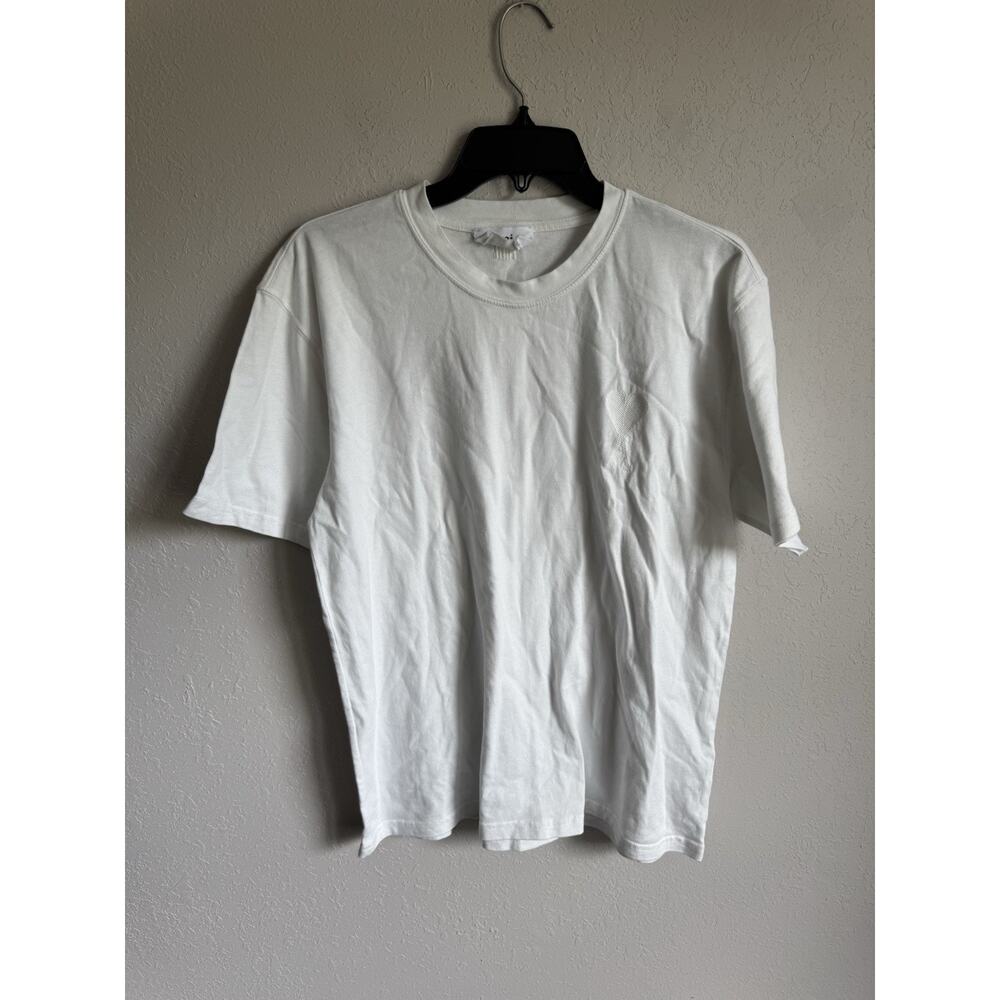 Ami Alexandre Mattiussi White Embroidered Heart Short Sleeve Tee Womens L Cotton